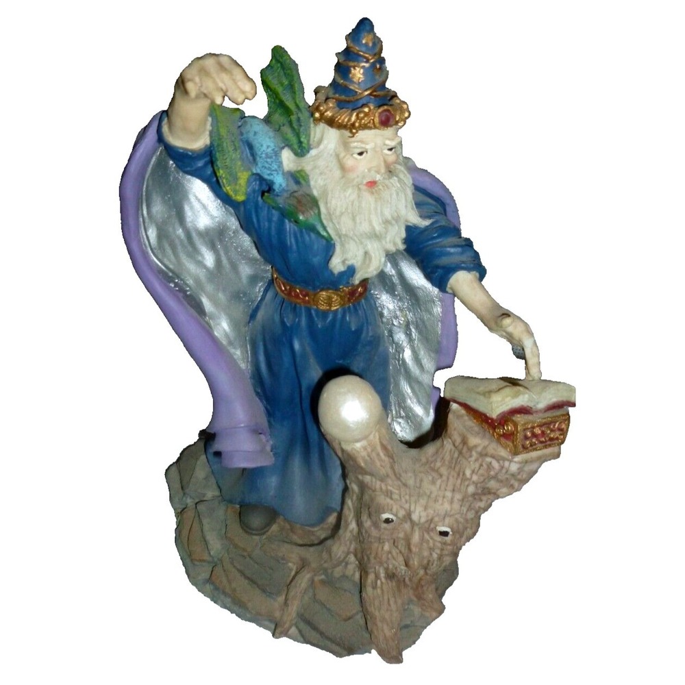 Vintage Herco Wizard‎ and Dragon Figurine with Spellbook & Crystal Ball #33533